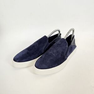 Vince Garvey Slip On Sneakers NAVY Suede Black Leather Flat Womens Shoe Size 5.5